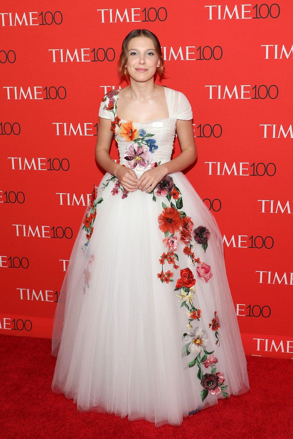 <p>Millie looked like a real life princess attending the Time 100 Gala in Dolce and Gabbana in April 2018.</p>