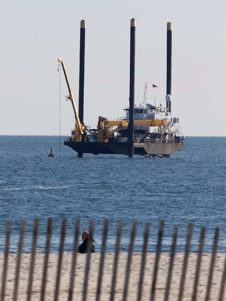 A rig sits over the site Wednesday, January 3, 2024, where the Susan Rose sank in November off Point Pleasant Beach.