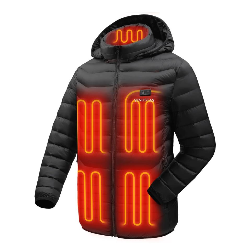 black puffer heated jacket