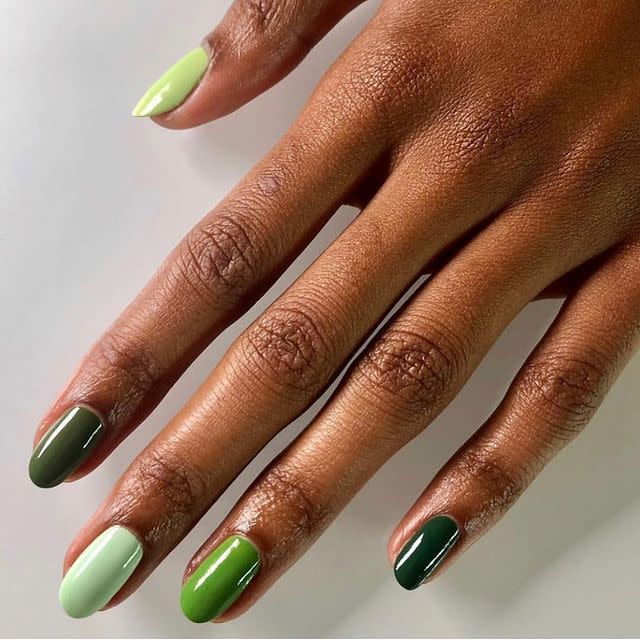 1) Saint Patrick’s Day Nail Idea: This Multihued Mani