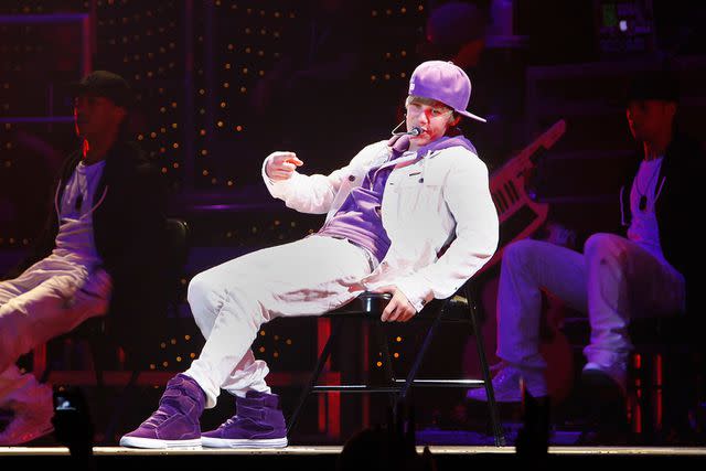 <p>WireImage</p> Justin Bieber performing in 2010