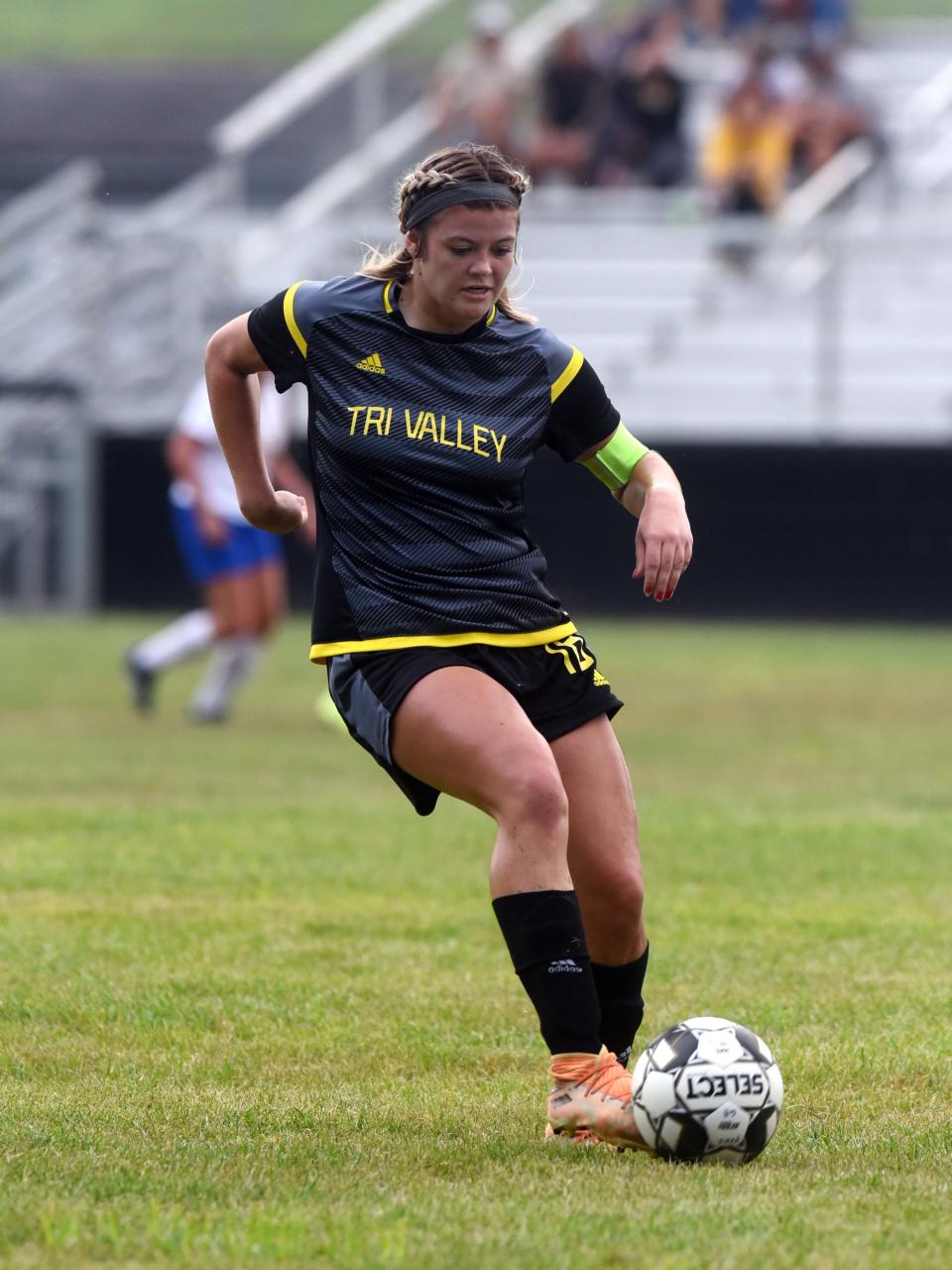 Tri-Valley's Alison Yingling controls the ball against Maysville. Yingling was tabbed the Division I Girls Player of the Year by the East District soccer coaches.