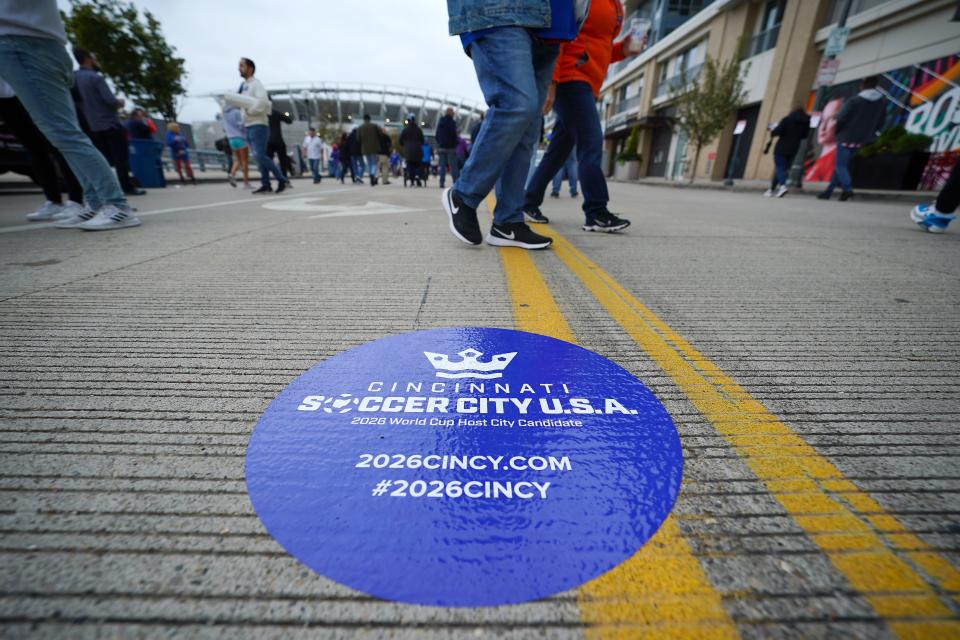 The 2026 Cincy Local Organizing Committee hosted a street festival ahead of a visit by a FIFA and US Soccer Delegation, Friday, Oct. 22, 2021, along Freedom Way between Walnut and Elm Streets in Downtown Cincinnati. The delegation visited Paul Brown Stadium, soccer training facilities and Fan Fest locations.