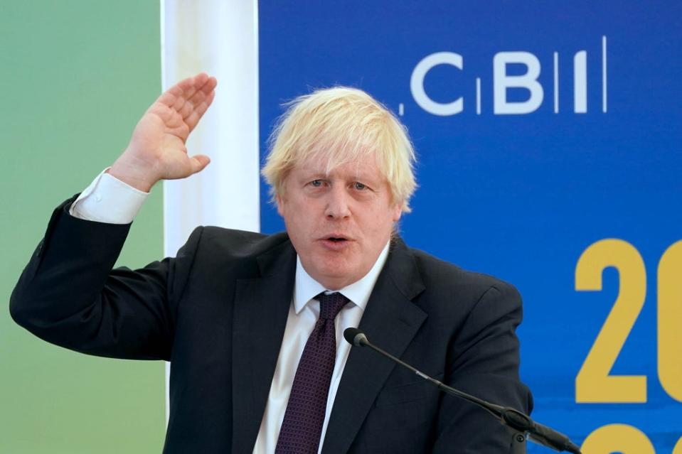 Prime Minister Boris Johnson speaking during the CBI annual conference (Owen Humphreys/PA) (PA Wire)