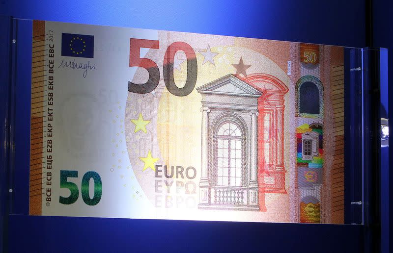 FILE PHOTO: The European Central Bank (ECB) presents the new 50 euro note at the bank's headquarters in Frankfurt