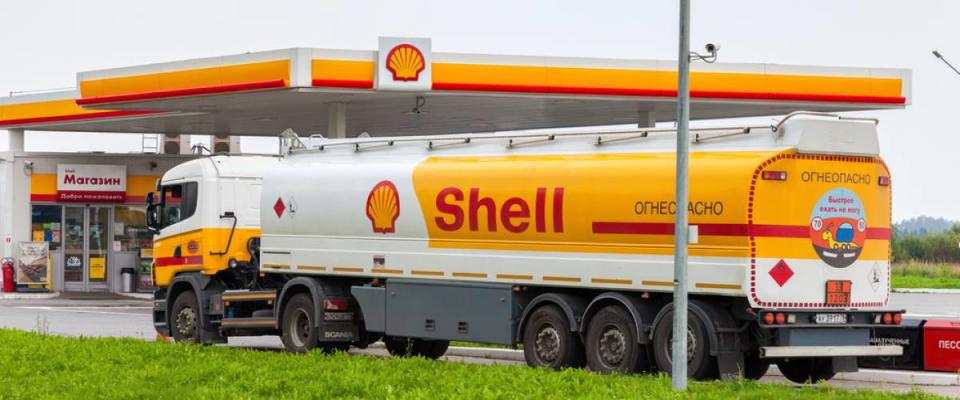 Shell Oil Truck at the gas station Shell.