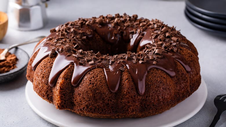 Chocolate ganache on cake