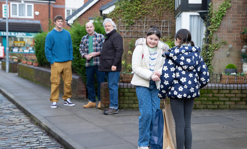 FROM ITV

STRICT EMBARGO -  No Use Before Tuesday 7th March 2023

Coronation Street - Ep 1090001

Monday 13th March 2023

Sally warns Tim Metclafe [JOE DUTTINE] heâ€™s playing a dangerous game as he welcomes Jackson Hodge [JOSEPH WILLIAM] and Miley [FRANKIE-JAE SIMMONDS] in. All goes well until Miley and Eliza recognise each other on the street and stop to chat as Craig Tinker [COLSON SMITH] and Faye Windass [ELLIE LEACH] pull up in a cab. Timâ€™s heart sinks. 

Picture contact - David.crook@itv.com

Photographer - Danielle Baguley

This photograph is (C) ITV and can only be reproduced for editorial purposes directly in connection with the programme or event mentioned above, or ITV plc. This photograph must not be manipulated [excluding basic cropping] in a manner which alters the visual appearance of the person photographed deemed detrimental or inappropriate by ITV plc Picture Desk. This photograph must not be syndicated to any other company, publication or website, or permanently archived, without the express written permission of ITV Picture Desk. Full Terms and conditions are available on the website www.itv.com/presscentre/itvpictures/terms
