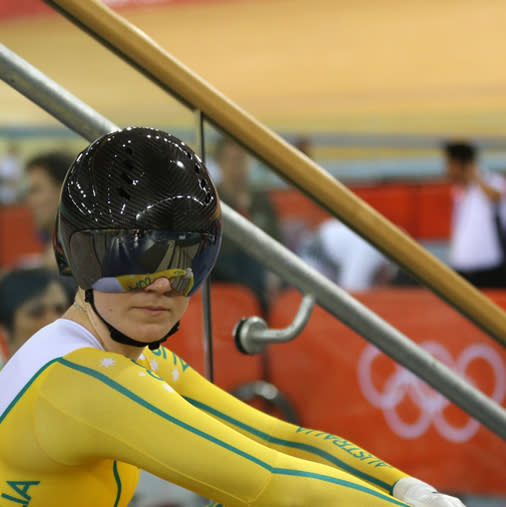 LONDON, ENGLAND - AUGUST 02: Anna Meares of Australia looks on during Women's Sprint Track Cycling Qualifying on Day 6 of the London 2012 Olympic Games at Velodrome on August 2, 2012 in London, England. (Photo by Bryn Lennon/Getty Images)