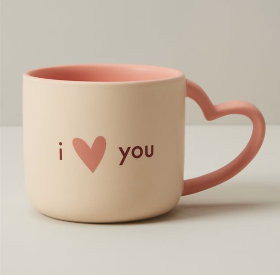 I Love You Mug with Heart Shaped Handle - Indigo, $15