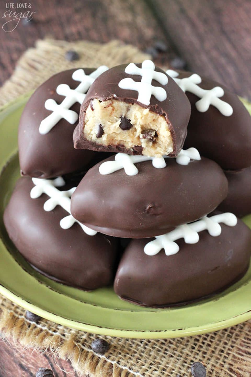 Chocolate Chip Cookie Dough Footballs