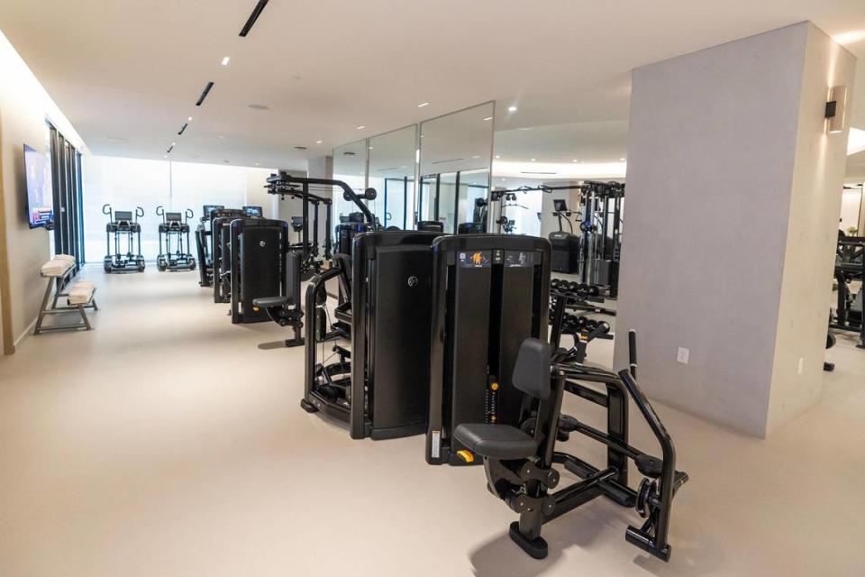 Inside weights and exercise room at the Canyon Ranch Wellness Center inside the Crescent Hotel in Fort Worth on Wednesday, Dec. 6, 2023.