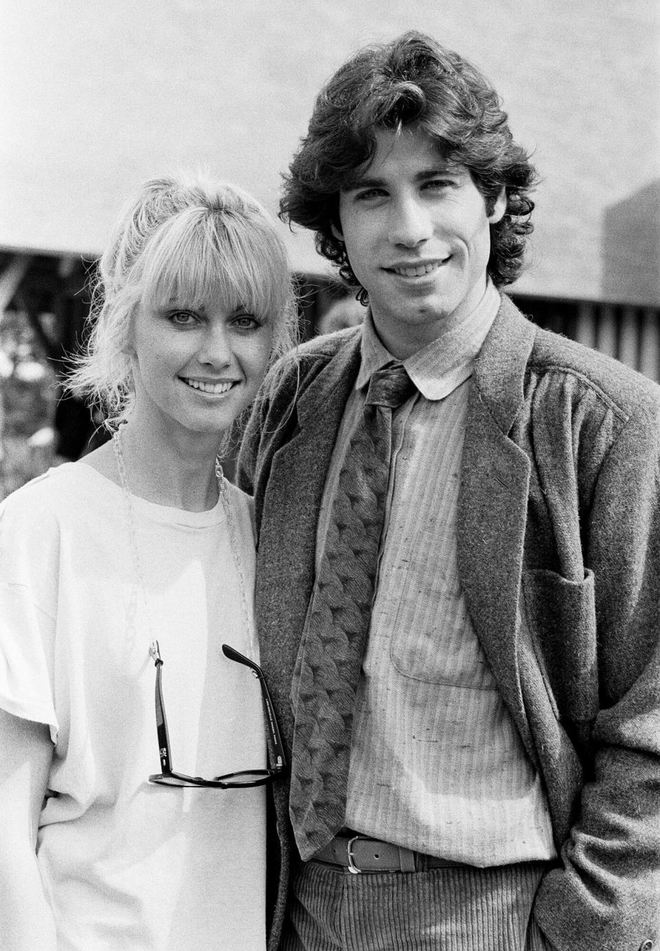 John Travolta and his co star Olivia Newton