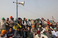 Protest against farm bills at Singhu border near Delhi