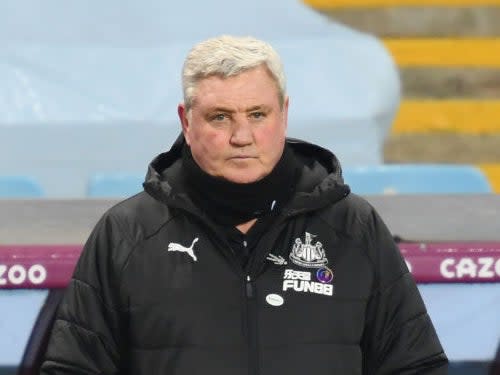 <p>Steve Bruce looks on during the Premier League match at Aston Villa</p> (Getty)