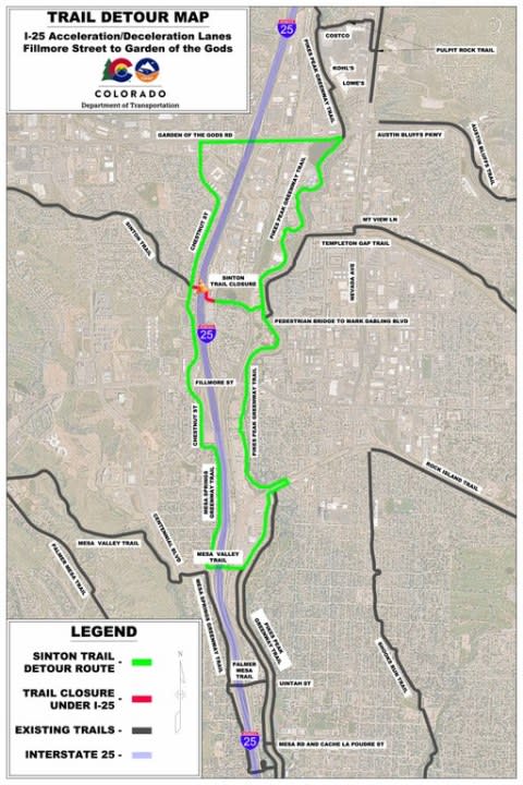 Sinton Trail users detour from Garden of the Gods to Fillmore