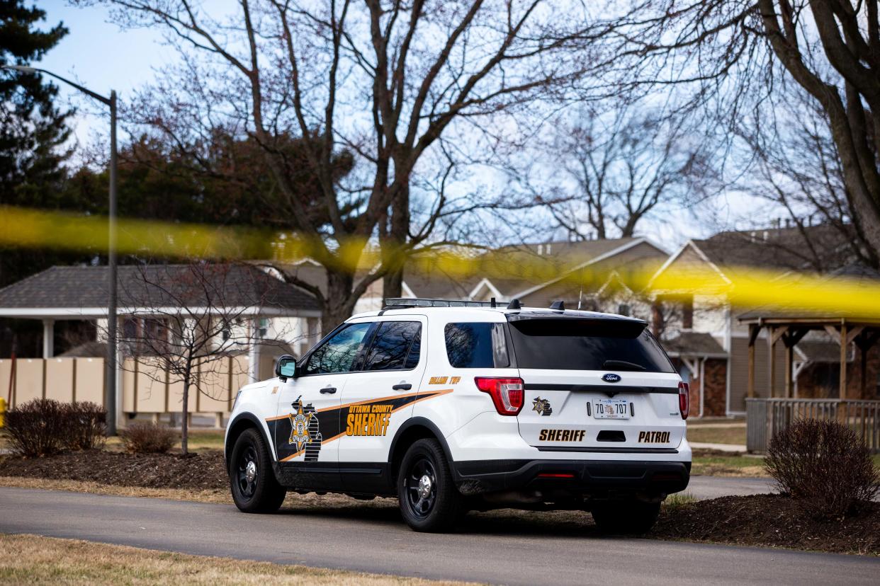Falcon Woods Apartments remains under lockdown as police search for an alleged shooting suspect Monday, March 28, in Holland Township.
