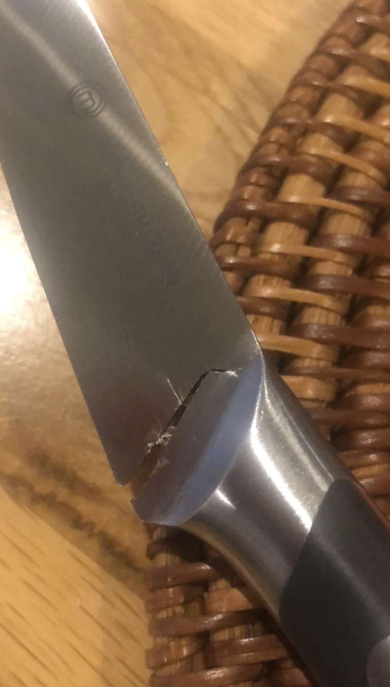 A knife almost completely split. Source: Twitter