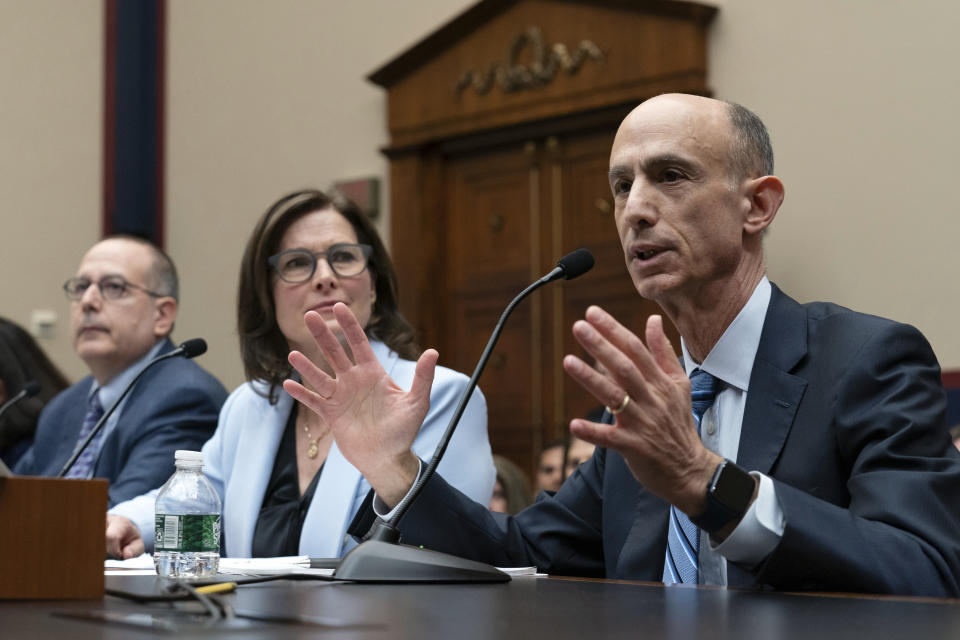 David Greenwald, Board of Trustees Co-Chair, Columbia University, testifies before the House Committee on Education and the Workforce hearing on "Columbia in Crisis: Columbia University's Response to Antisemitism" on Capitol Hill in Washington, Wednesday, April 17, 2024. (AP Photo/Jose Luis Magana)