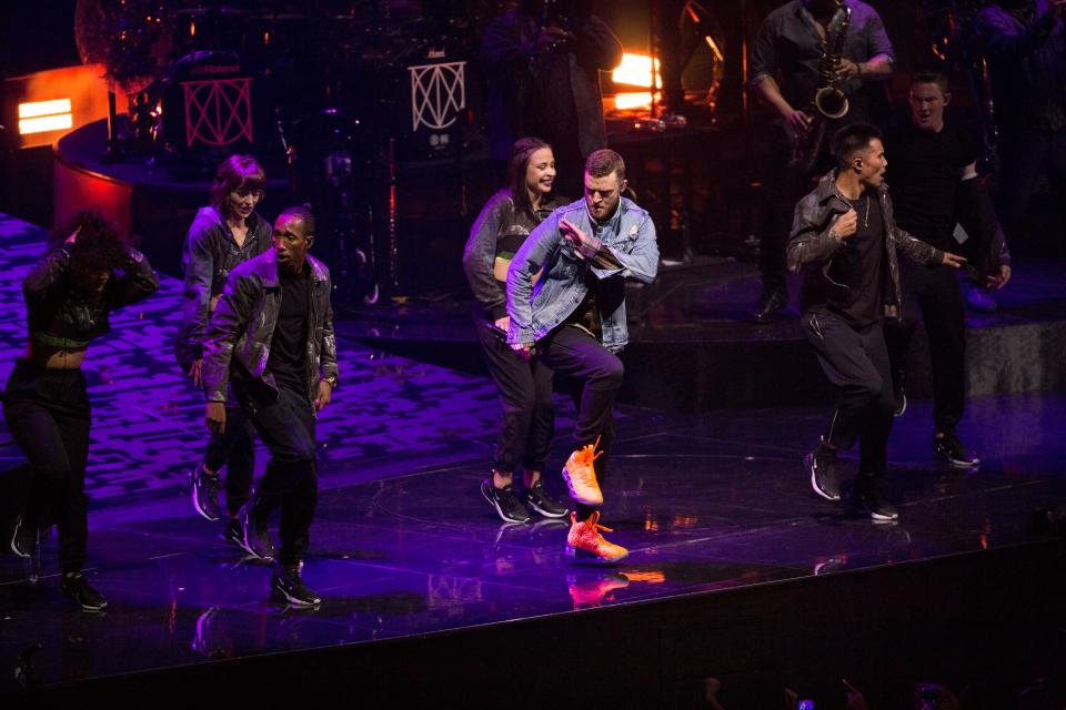 Justin Timberlake performs in concert as part of his Man of the Woods tour at Nationwide Arena in Columbus on May 7, 2018.