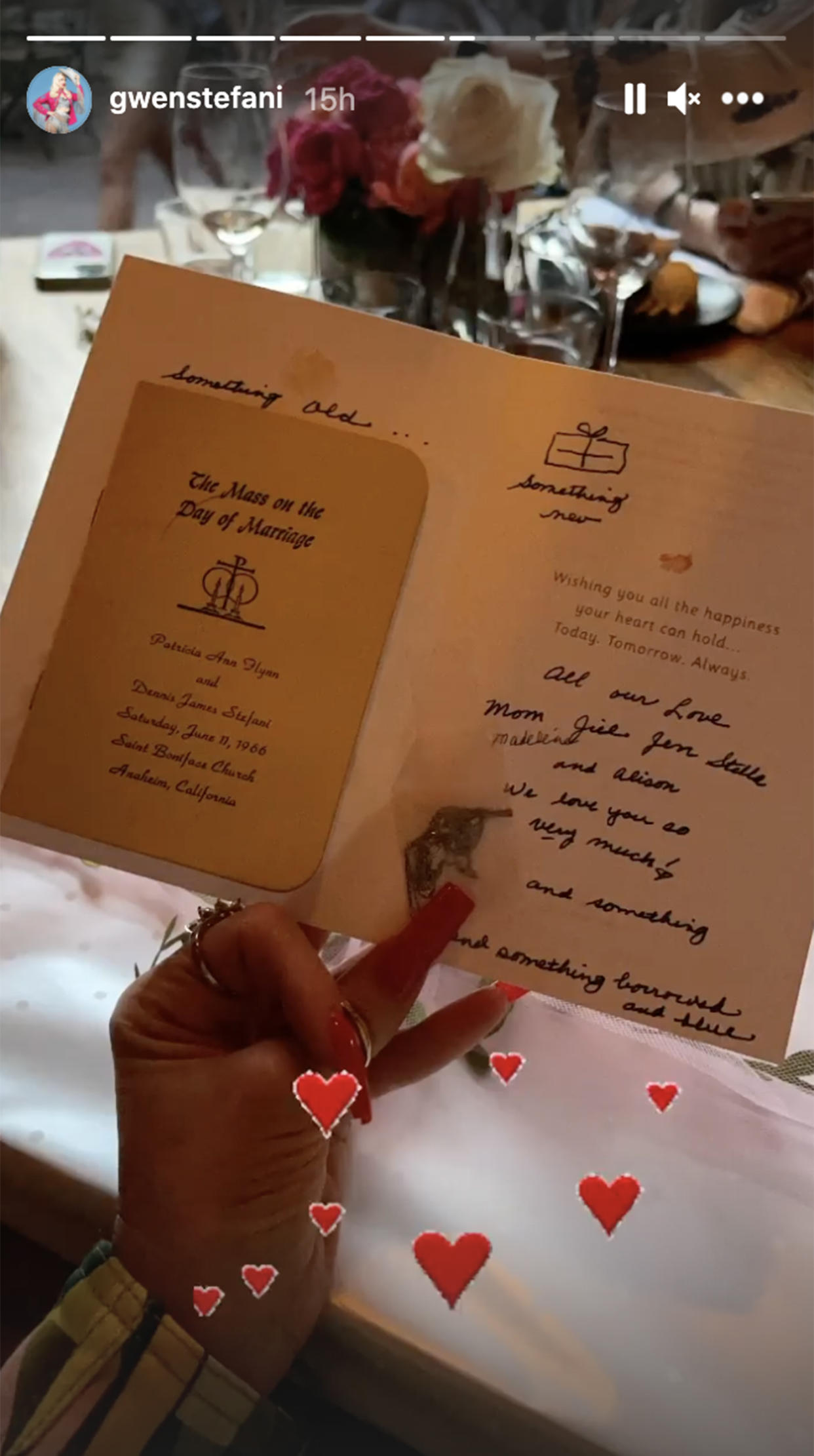 Gwen Stefani shared a card she received at her bridal shower. (gwenstefani/Instagram)