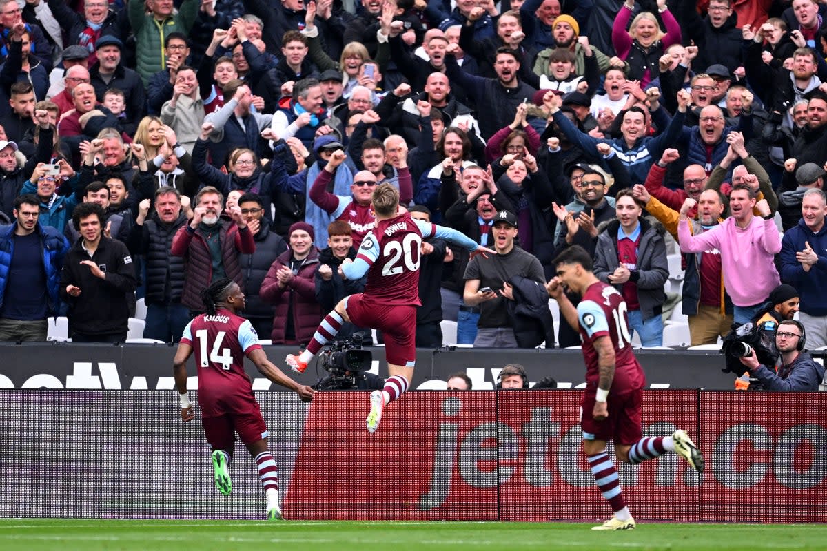 Big influece: Jarrod Bowen was involved in both West Ham goals (Getty Images)