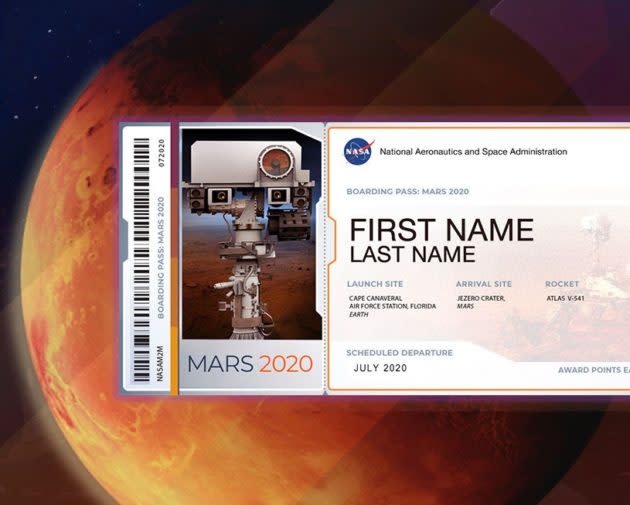 Members of the public who sign up to have their names sent to Mars will get a souvenir boarding pass to print out as well. (NASA / JPL-Caltech Image)