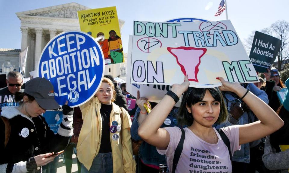 Abortion rights demonstrators rally outside the supreme court in Washington.