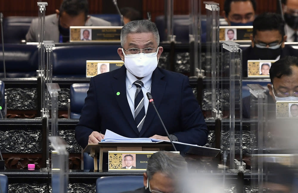 Health Minister Datuk Seri Dr Adham Baba during his winding-up speech in Parliament, July 27, 2021. — Bernama pic