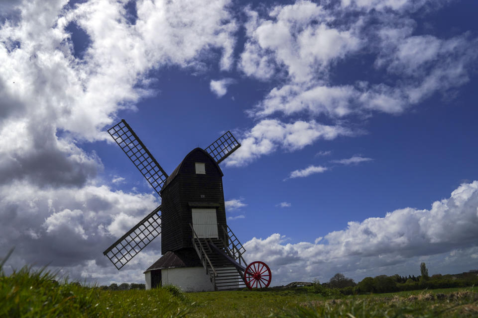 <p>Clouds gather over the 17th century Pistone Windmill near Alyesbury. Picture date: Monday May 10, 2021.</p>
