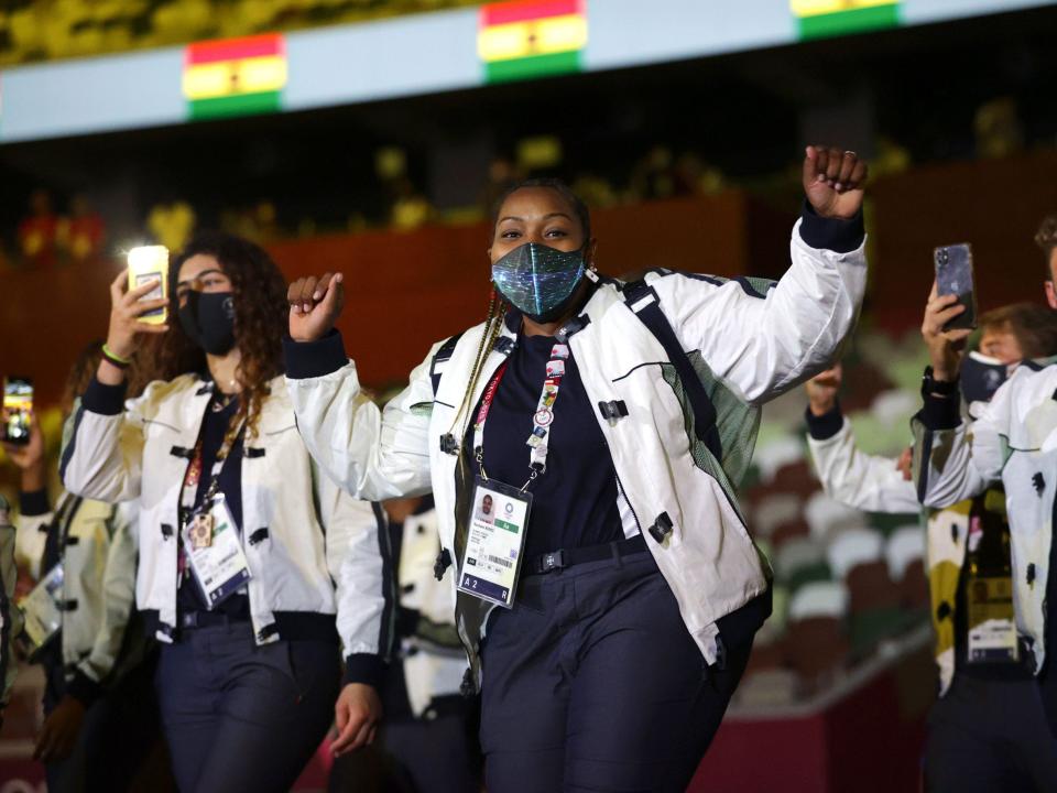 Athletes from Portugal make their entrance at the Summer Olympics.