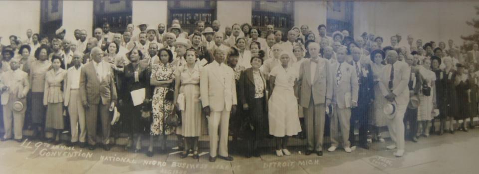 A portrait of the National Negro Business League convention in Detroit in the 1940s. Alice Brazelton-Pittman, the owner of floral company,  took over the business from her father Ed Brazelton, who attended the convention.