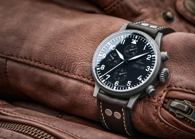 全球限量200支的Laco1925慕尼黑三眼計時腕錶，全台限量2支，11月開放訂購，12月中正式登台。建議售價：新台幣95,880元。(圖／曾俊璋提供)