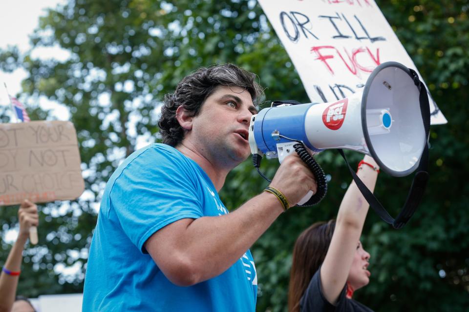 United States Senate candidate Spencer Toder speaks to a crowd during a pro-choice protest on Monday, July 4, 2022. Community members of all ages rallied in protest of the Supreme Court of the United States' decision to overturn Roe v. Wade on Friday, June 24. Following the protest, the Party for Socialism and Liberation held a march to the federal courthouse.