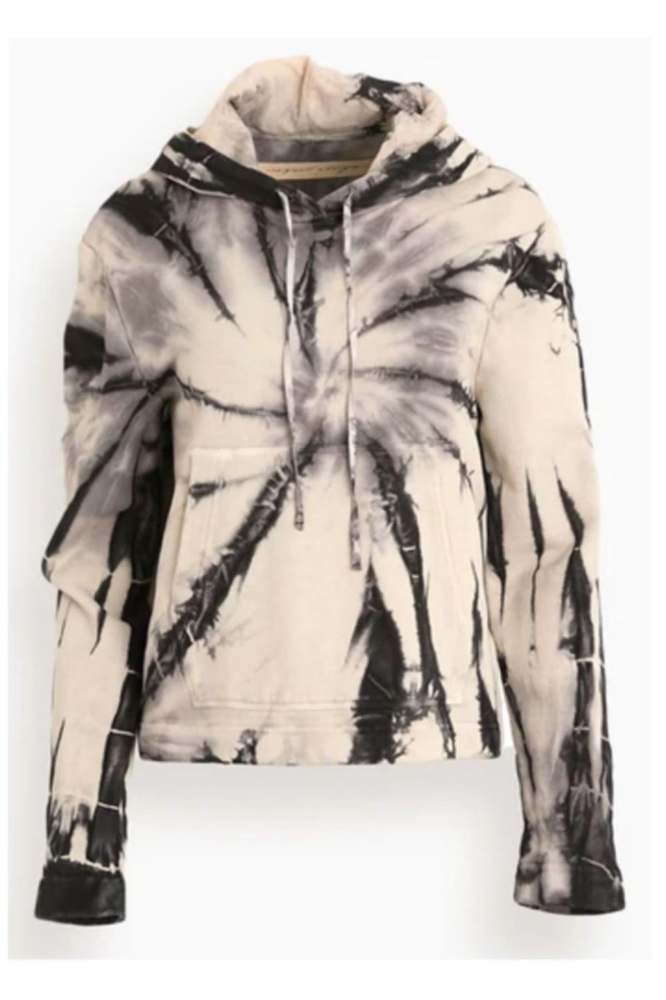 Tie Dye Crop Hoodie in Shadow Spiral