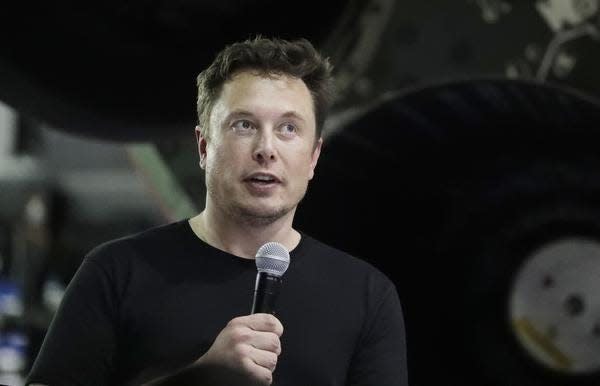 FILE - In this Sept. 17, 2018, file photo SpaceX founder and chief executive Elon Musk speaks in Hawthorne, Calif. Musk says he's planning to offer the public free rides through a tunnel he bored under a Los Angeles suburb to test a new type of transportation system. (AP Photo/Chris Carlson, File)