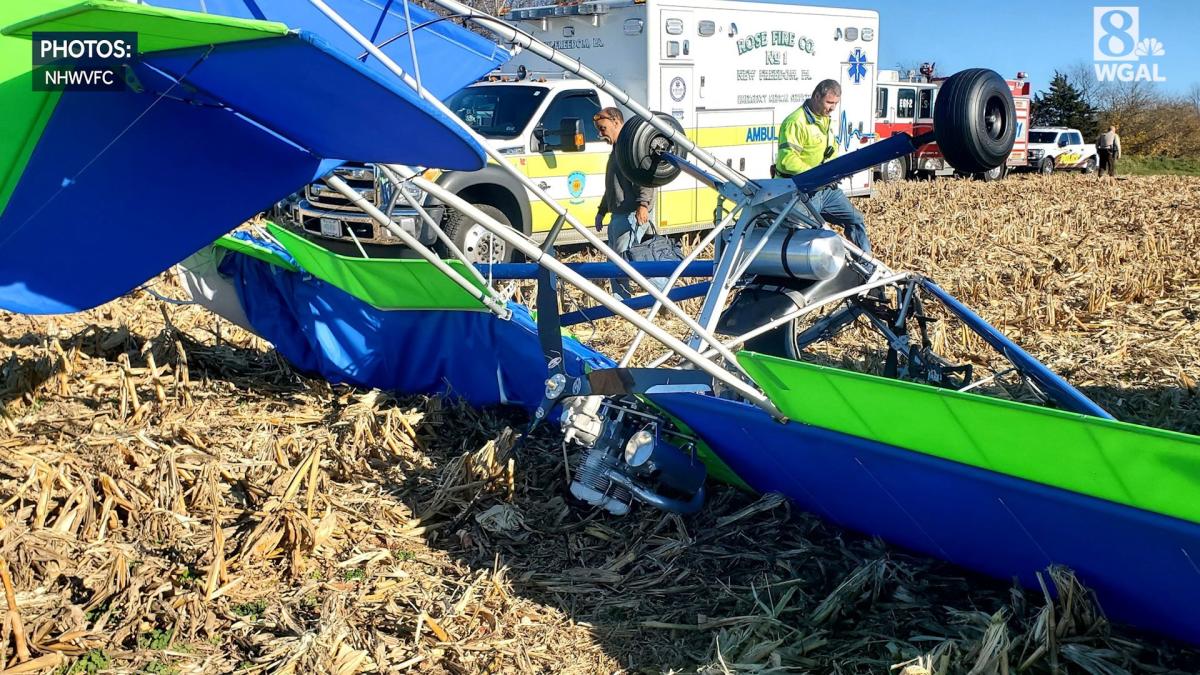 Photos from ultralight crash scene in York County Pa. [Video]