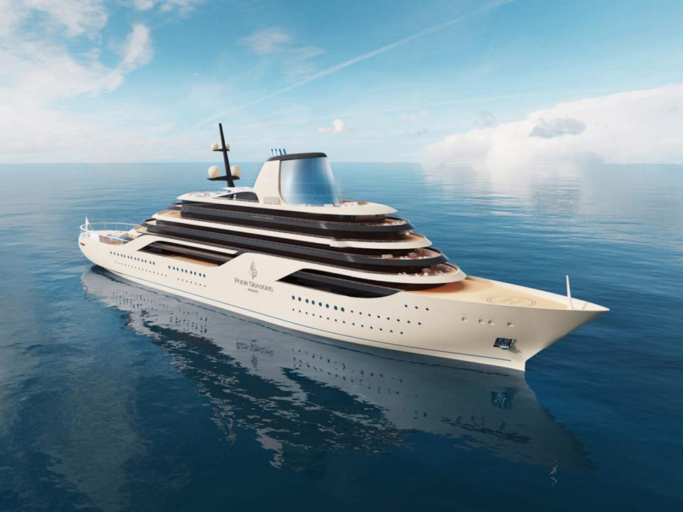 A rendering of the upcoming Four Seasons yacht-cruise ship