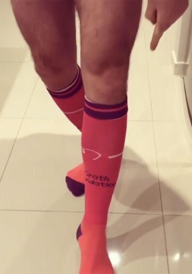 The socks Sasha was trying to promote. Source: Instagram