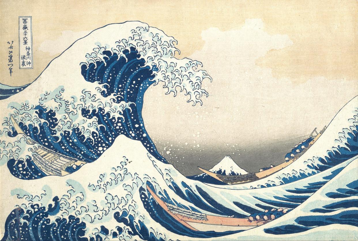 A famous illustration of an ocean wave by Japanese artist Hokusai.