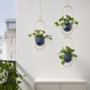 <p>Suspend your favourite greenery with this stylish dark blue and gold hanging planter. With a hanging hook and generous sized pot, it's ideal for making the most of vertical spaces, tricky corners and windows. Spider plants would trail wonderfully in these.</p><p><strong>WAS £10, NOW £5</strong></p><p><a class="link " href="https://www.ikea.com/gb/en/p/chilistran-hanging-planter-in-outdoor-dark-blue-gold-colour-70536017/" rel="nofollow noopener" target="_blank" data-ylk="slk:BUY NOW;elm:context_link;itc:0;sec:content-canvas">BUY NOW</a></p>