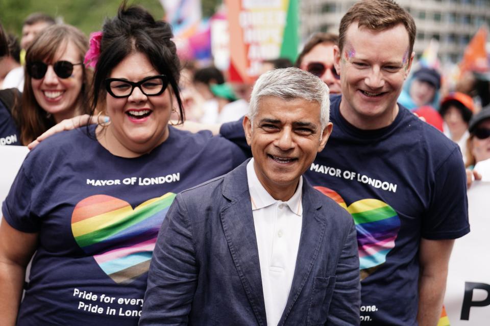 Mayor of London Sadiq Khan at the Pride in London parade (PA)