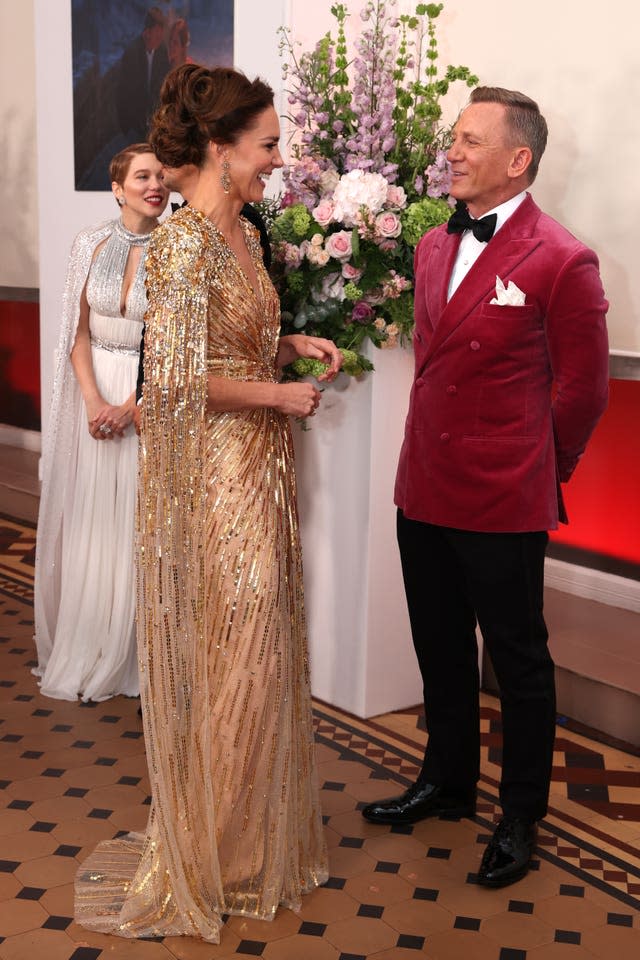 The Duchess of Cambridge speaks with Daniel Craig (Chris Jackson/PA)