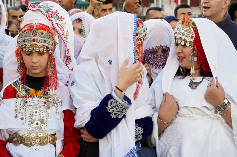 Amazigh people celebrate their new year outside the parliament in Rabat