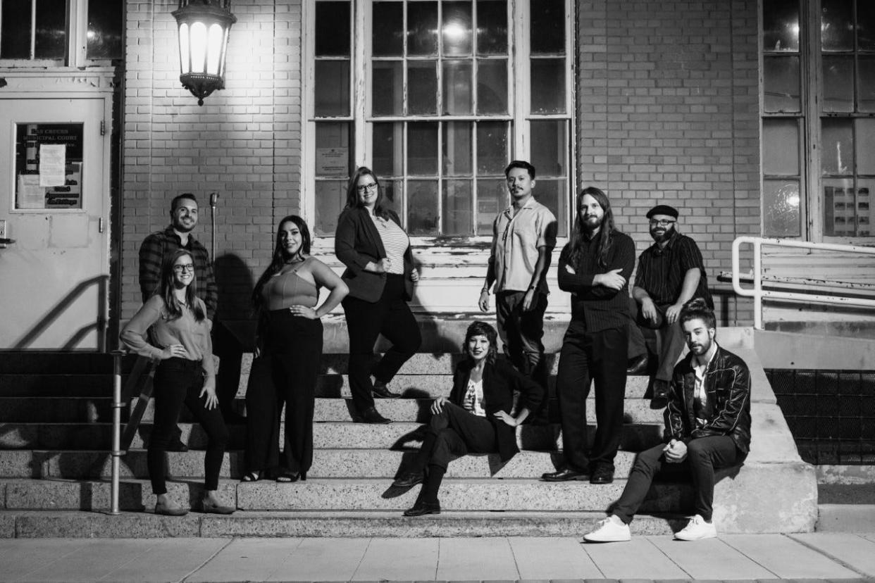 NMCO Studio invites the community to celebrate their agency's fifth anniversary for the month of January 2022. Their team is pictured here for their yearly, internal photography in front of the Municipal Courthouse in downtown Las Cruces.