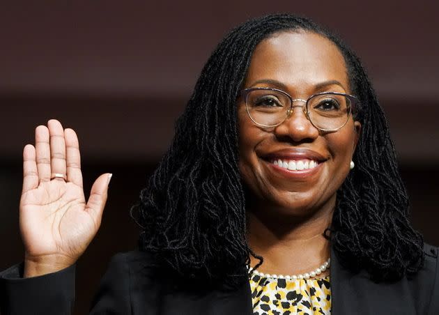 Ketanji Brown Jackson is sworn in to testify before a Senate Judiciary Committee hearing in April 2021, after being nominated to be a U.S. Circuit Judge for the District of Columbia Circuit. (Photo: Kevin Lamarque via Reuters)