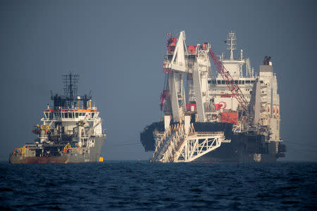 The Nord Stream 2 pipe laying vessel Audacia is pictured off Ruegen island, Germany, November 7, 2018. Picture taken November 7, 2018. REUTERS/Axel Schmidt