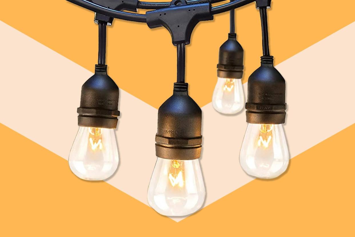 addlon 48 FT Outdoor String Lights Commercial Grade Weatherproof Strand Edison Vintage Bulbs 15 Hanging Sockets