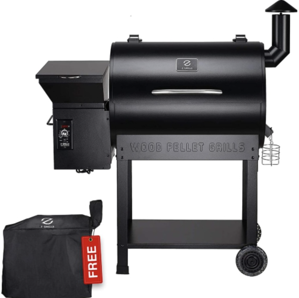 Z GRILLS Wood Pellet Grill & Smoker 8-in-1 BBQ in black on white background (Photo via Best Buy Canada)