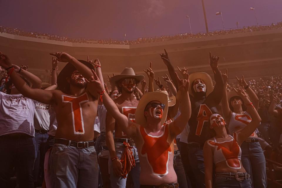 Longhorns fans cheer during the Nov. 4 game against Kansas State at Royal-Memorial Stadium. WalletHub cited Austin’s many entertainment options for students as one of its advantages as a college town.